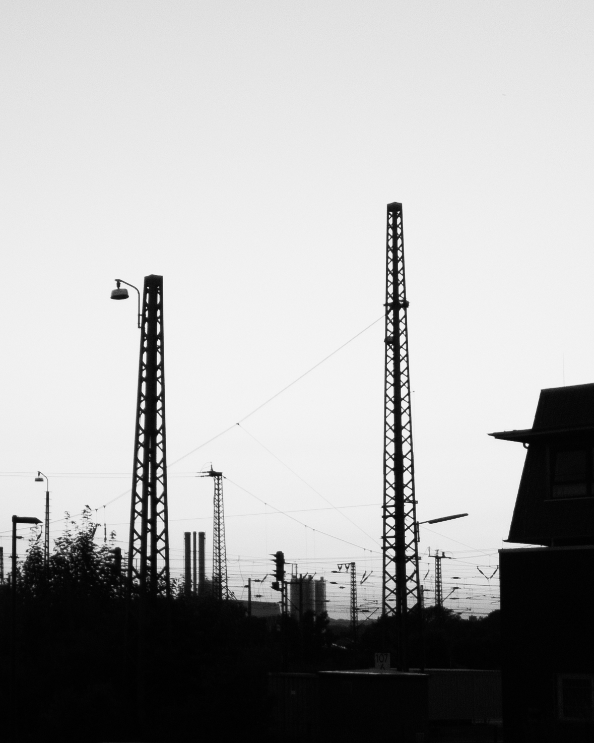 Railway station at dusk